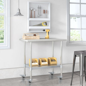 Caden Stainless Steel Top Workbench with Casters - Woodflux